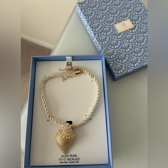🔹️ House of Harlow 🔹1960 coastal shell chunky rope Glass Pearl 15" Necklace 🐚 - Picture 2 of 4